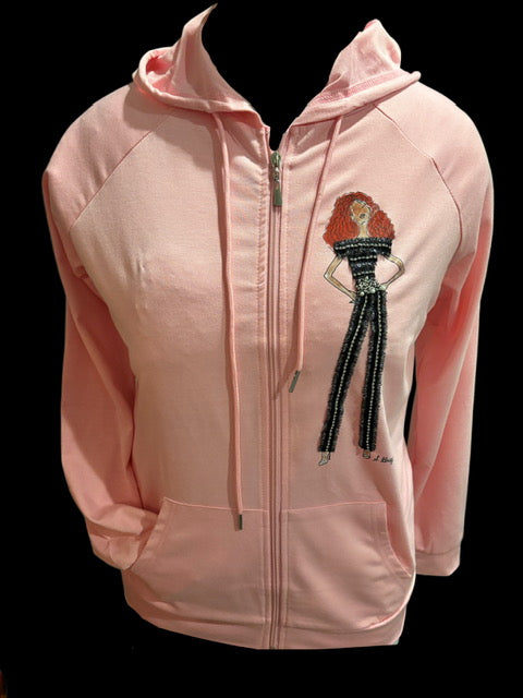 Sheila Gray Collection Couture 3D zip Hoodie - Breast Cancer Awareness Edition