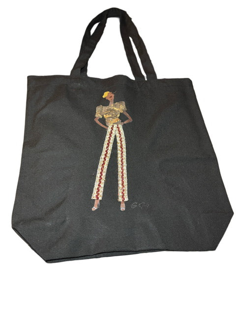 Sheila Gray Couture 3D Tote - Black Canvas