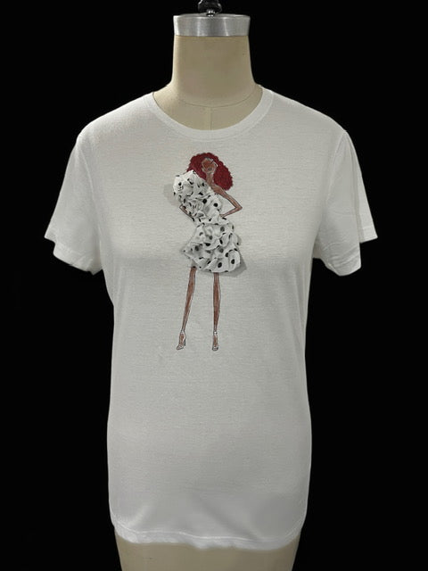 Polka Dot Ruffle 3 D Sheila Gray Collection fashion Tee