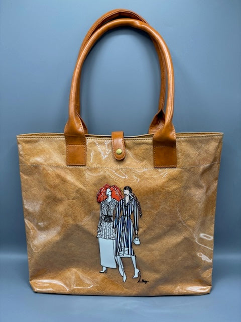 Sheila Gray Collection Fall Vinyl Tote Bag With 3D textural Figure