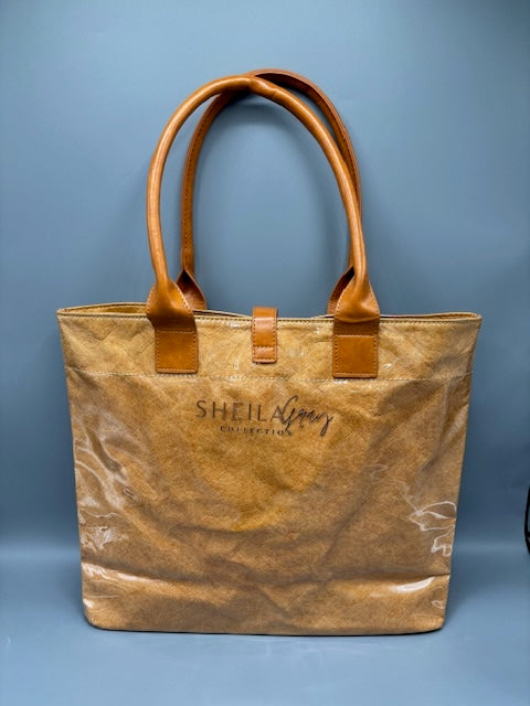 Sheila Gray Collection Fall Vinyl Tote Bag With 3D textural Figure
