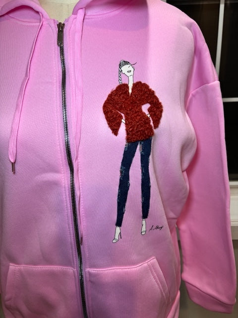Pretty In Pink 3D Textural Couture Hoodie