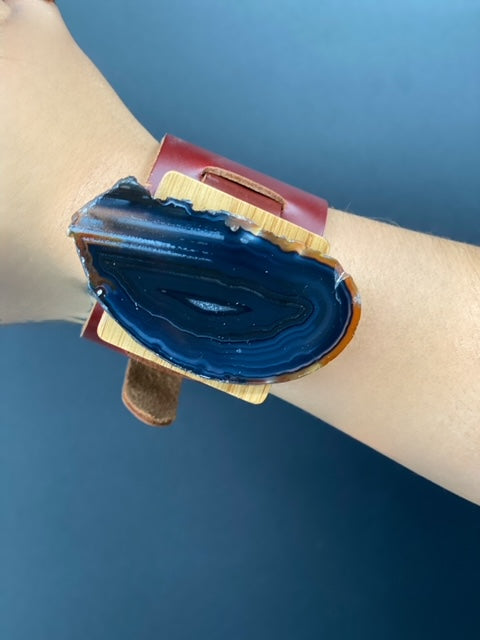 Wooden Stone Agate Cuff