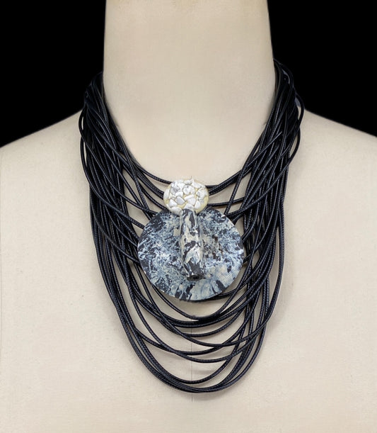 Stringed Painterly Intersecting Necklace