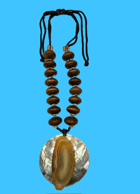 Psychedelic Wooden Seashell Necklace