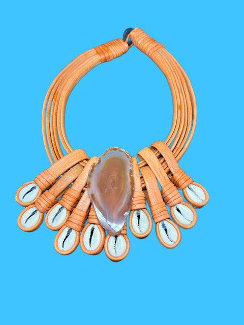 Tangerine Clusters Cowrie Necklace