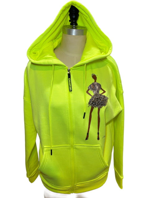 Limelight Green Neo Zip Front Hoodie