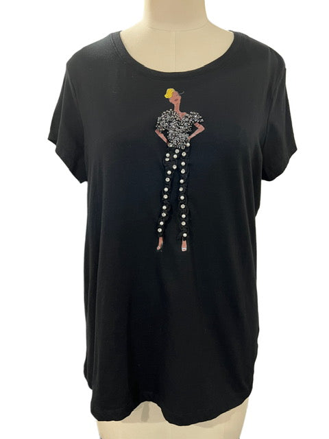 Blonde and Bling Black 3D textural Sheila Gray Collection Tee