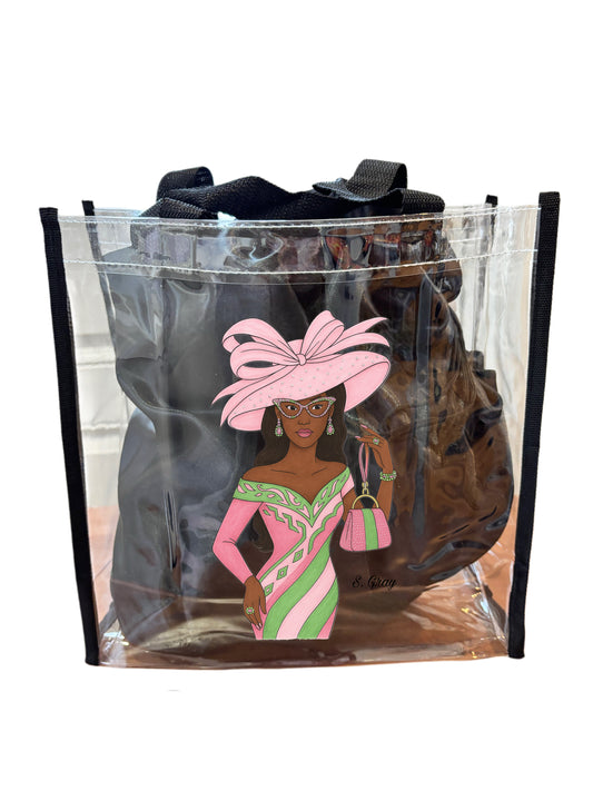 Pink & Green Grace Clear Tote Bag