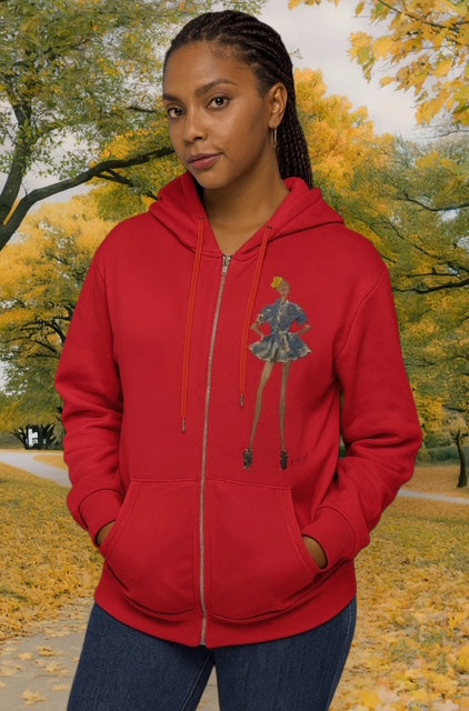 Falling for Red 3D textural couture hoodie