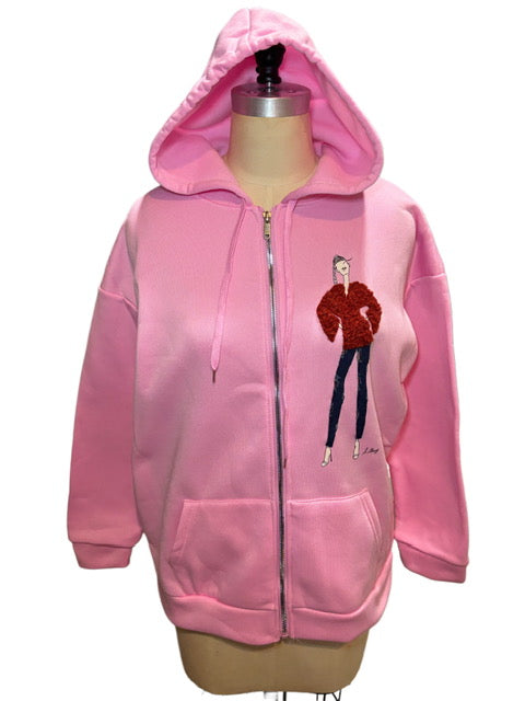 Pretty In Pink 3D Textural Couture Hoodie