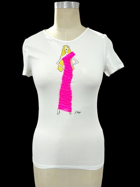 Neon Pink Dream 3D Textural T Shirt