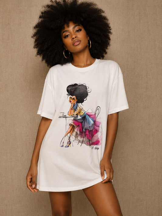 SGC Cafe' Chic Graphic T-Shirt Dress