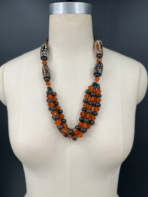 Orange Tribal Sunset Necklace