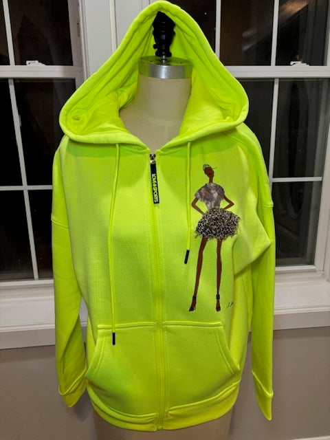 Limelight Green Neo Zip Front Hoodie