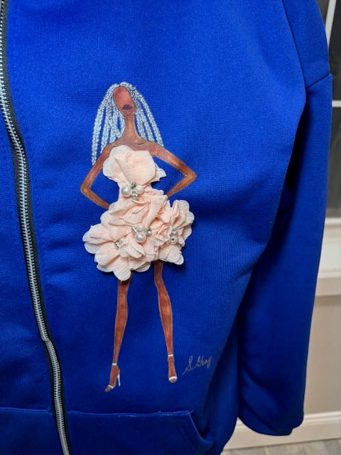 Electric Blue Flowers Hoodie